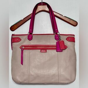 COACH DAISY SPECTATOR LEATHER Emma TOTE BAG E1381-F23922 Beige/Pinks